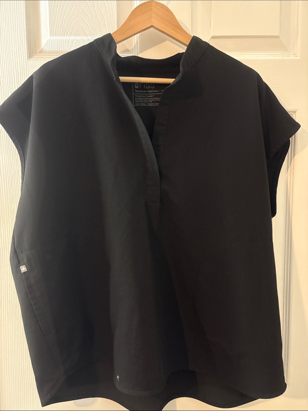 Figs Black Short-Sleeve Mock V-Neck Tunic